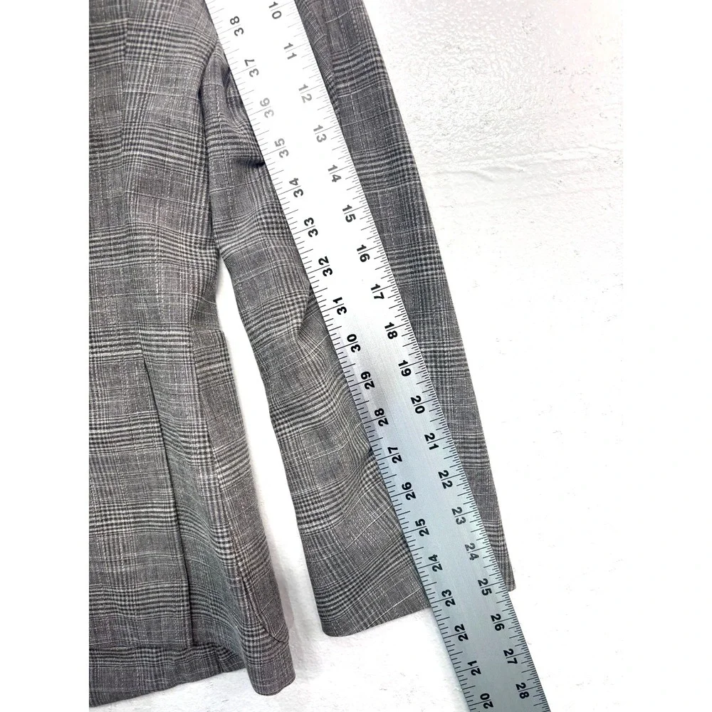 Banana Republic 38R Taupe Plaid Linen Cotton Wool Blazer Jacket Sport Coat Light